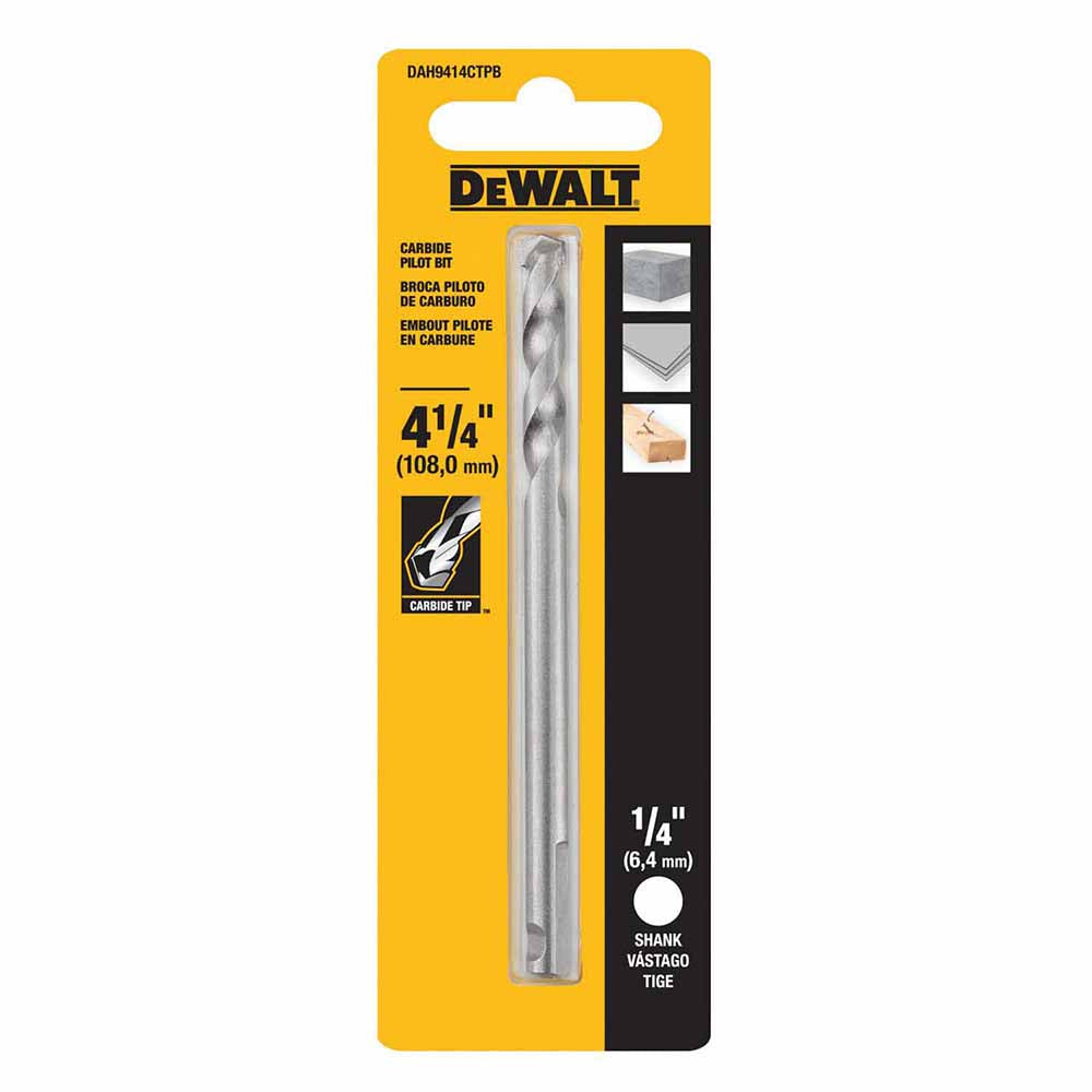 DeWalt DAH9414CTPB Carbide Tipped Hole Saw Pilot Drills 4-1/4"