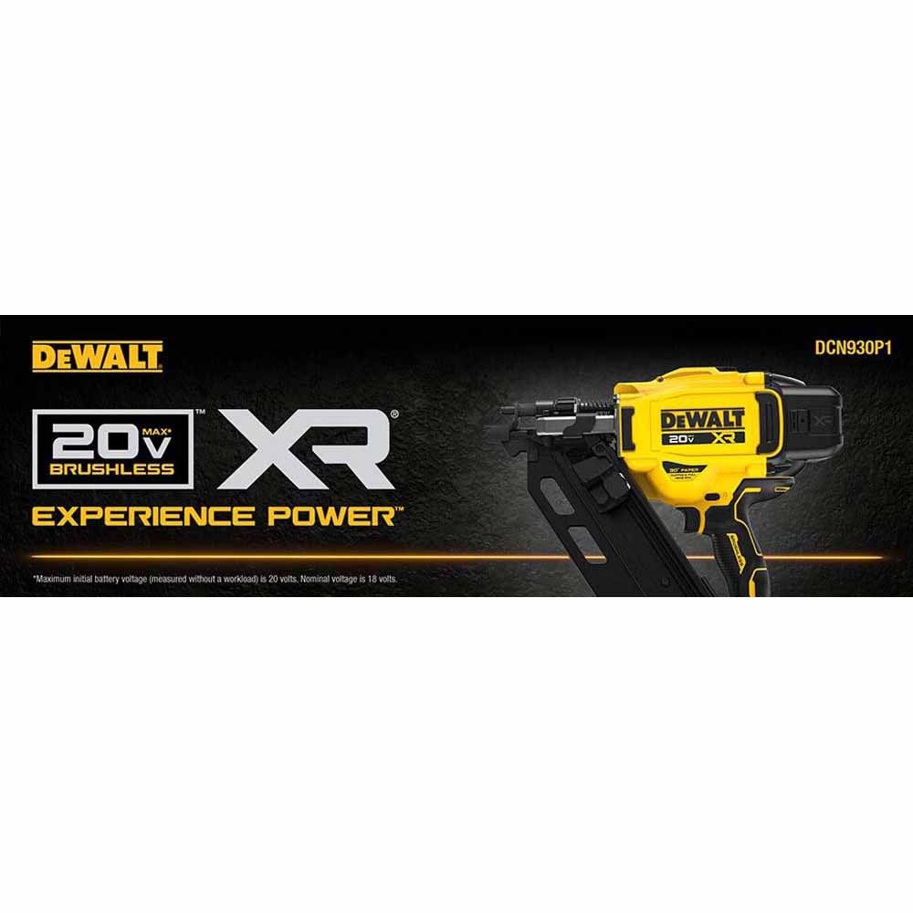DeWalt DCN930P1 20V MAX XR Brushless Cordless 30 Degree Paper Tape Framing Nailer Kit