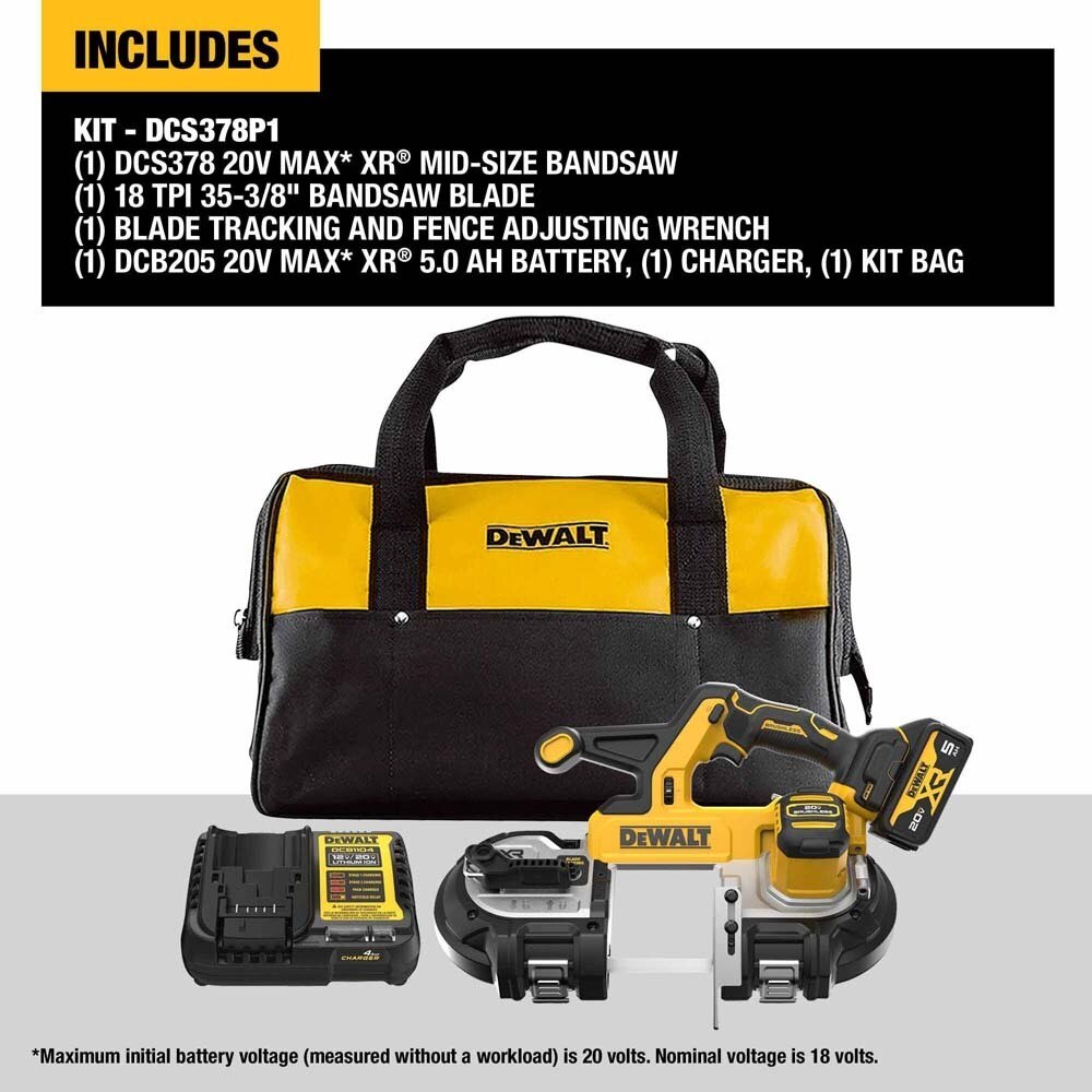 DeWalt DCS378P1 20V MAX XR 35-3/8" Mid-Size Bandsaw (5.0Ah Battery Kit)