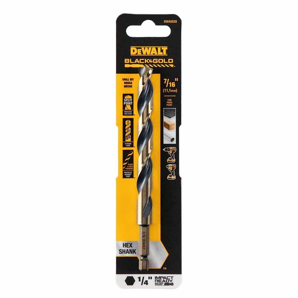 DeWalt DWA5028 7/16" Black & Gold Impact Ready Metal Drill Bit