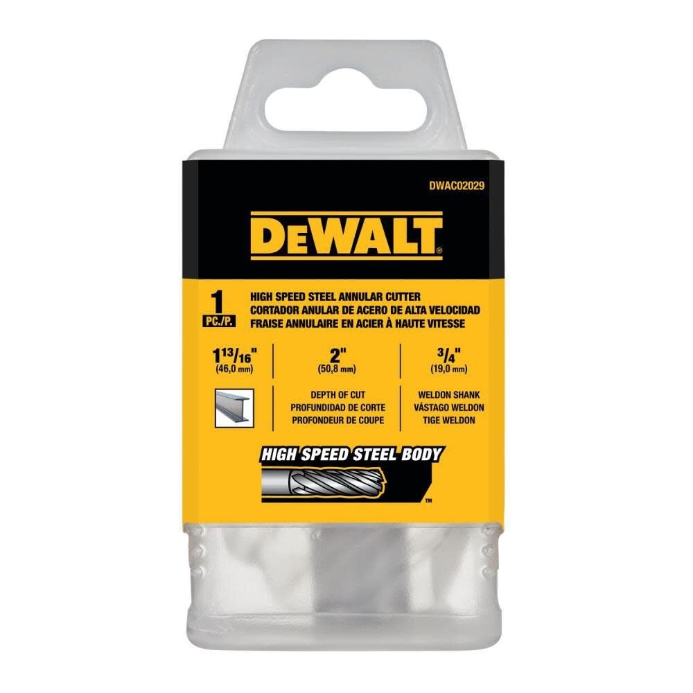 DeWalt DWAC02029 1-13/16In x 2I HSS Annular Cutter 3/4In WD