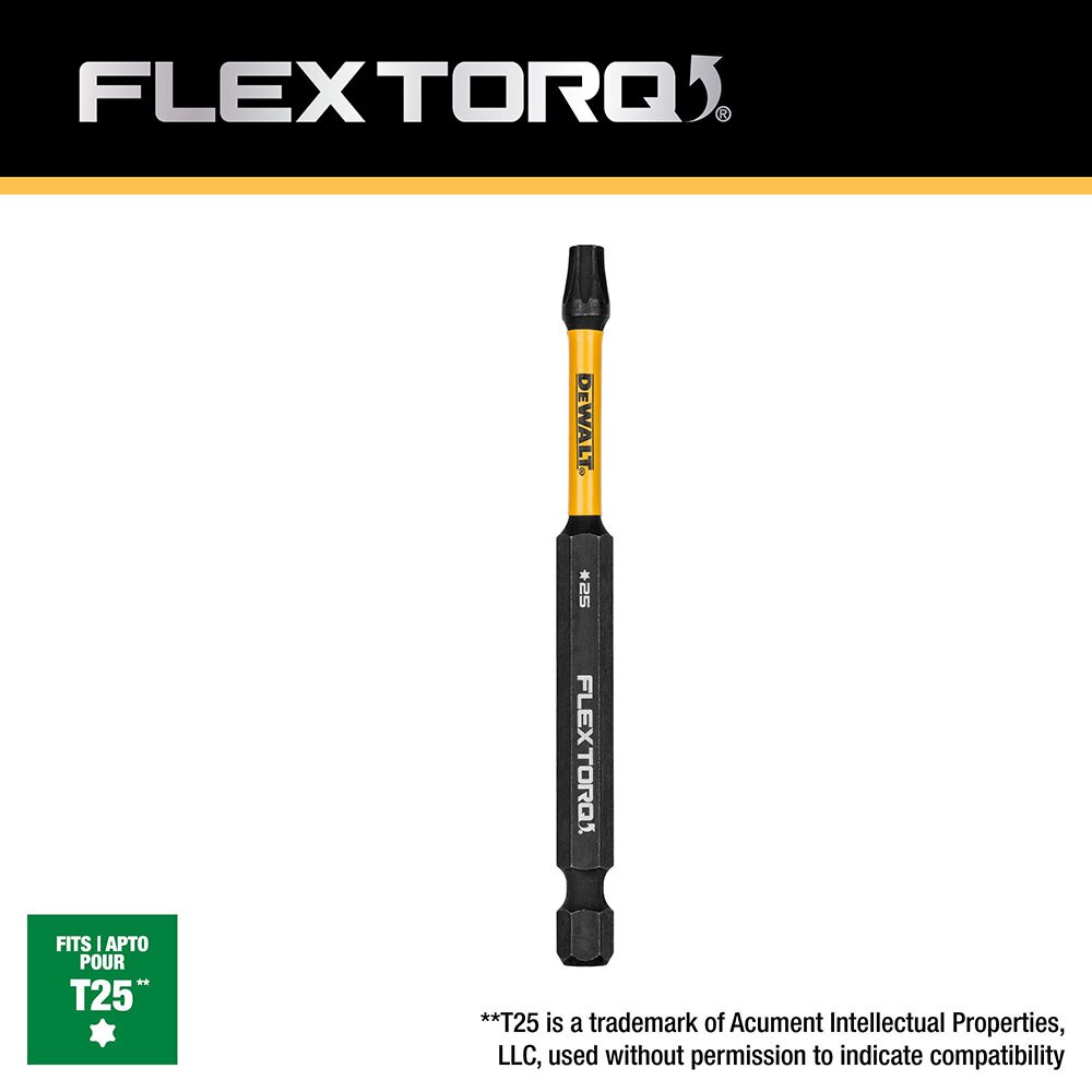 DeWalt DWAF3TX25IR T25 FLEXTORQ 1Pc 1/4 x 3-1/2in Impact Driver Bit