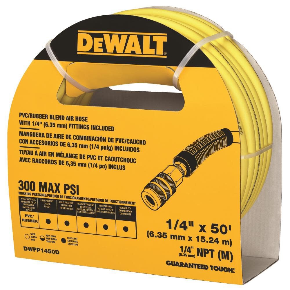 DeWalt DWFP1450D 1/4" X 50' Premium Hybrid Polymer Blend Air Hose