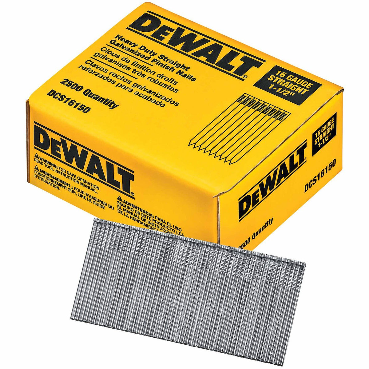 DeWalt DCS16150 1-1/2" 16 Gauge Heavy-Duty Straight Finish Nails