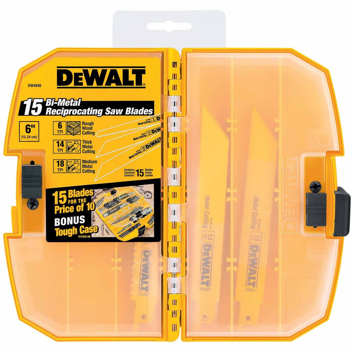 DeWalt DW4890 15-Piece Bi-Metal Reciprocating Saw Blade Set with Case