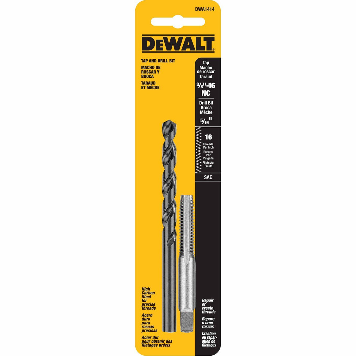 DeWalt DWA1414 3/8"-16 NC Tap Set with Drill Bit