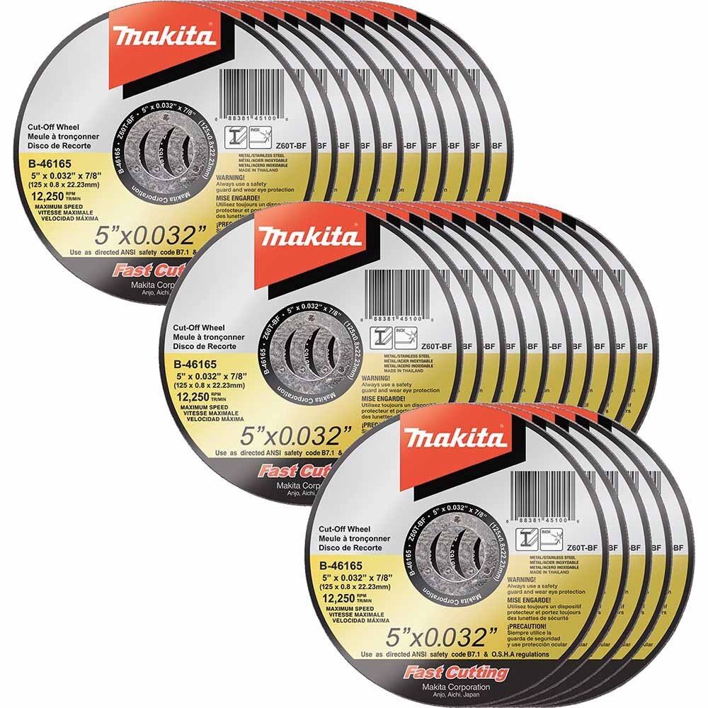 Makita B-46165-25 5" x .032" x 7/8" Ultra Thin Cut-Off Wheel, Stainless, 25/pk