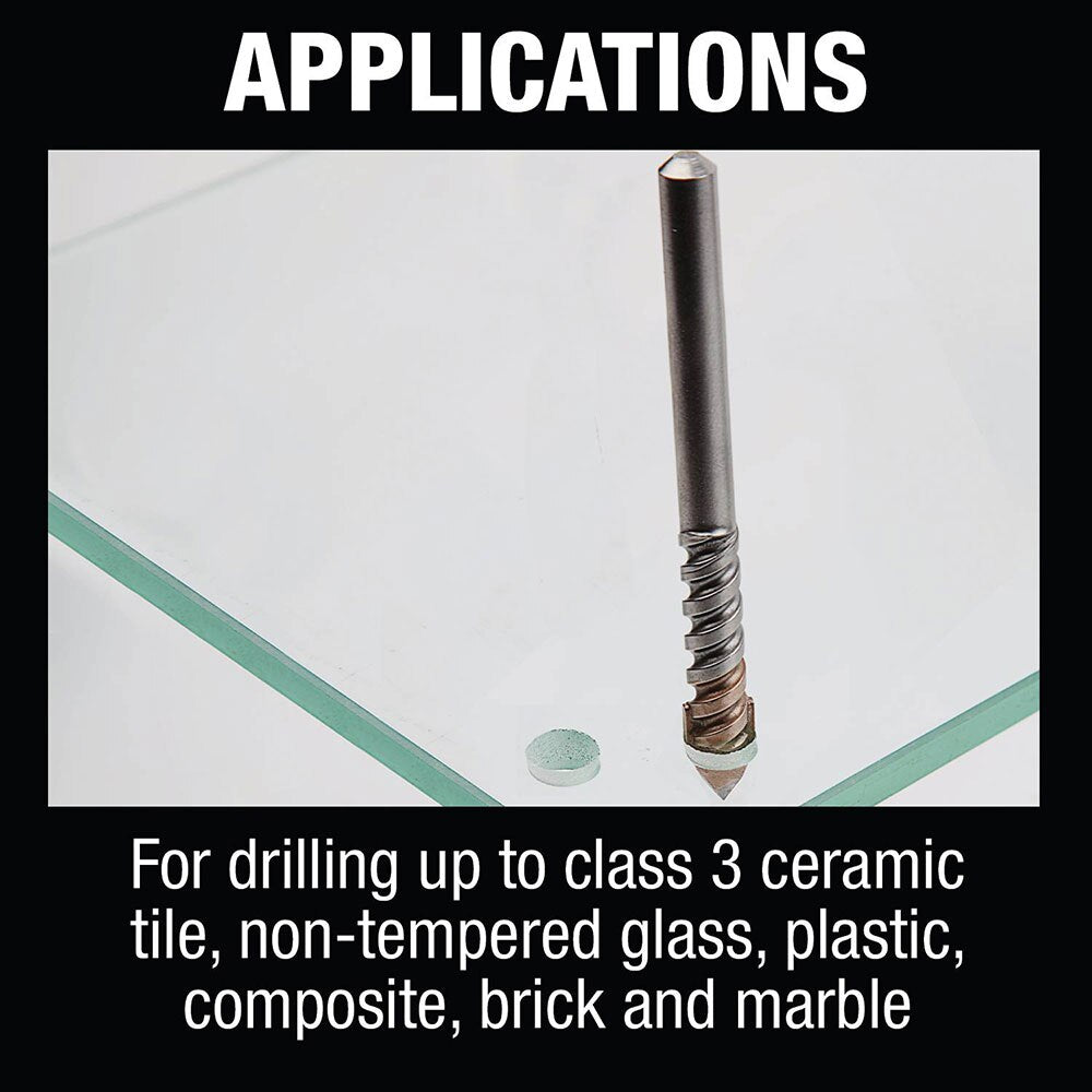 Makita B-68943 3/16" x 3" Glass and Tile Bit, Round Shank