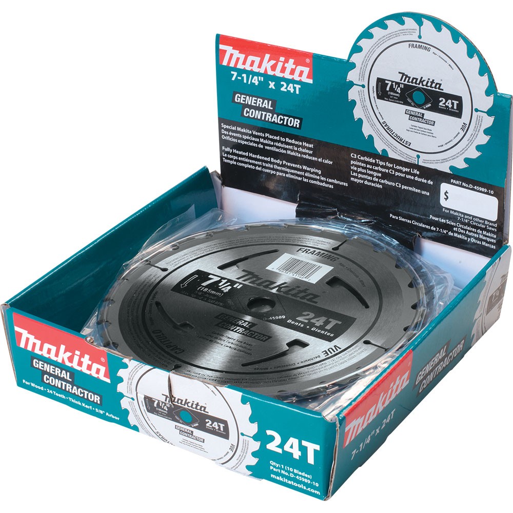 Makita D-45989-10 7-1/4" 24T Circular Saw Blade, Framing/General Purpose