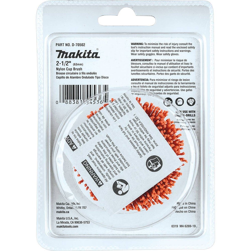 Makita D-70502 2-1/2" Nylon Cup Brush, Coarse, 80 Grit