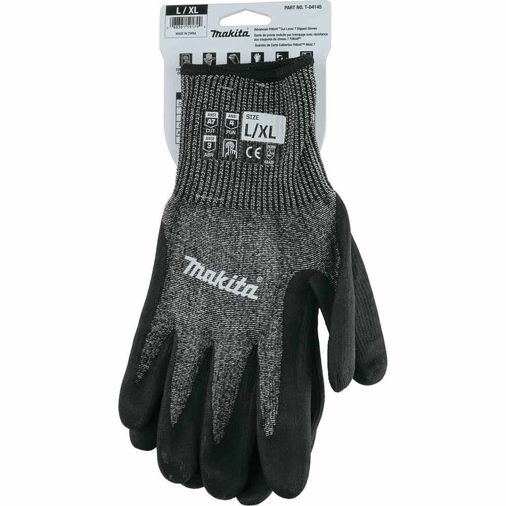 Makita T-04145 Advanced FitKnit Cut Level 7 Nitrile Coated Dipped Gloves (Large/X-Large)