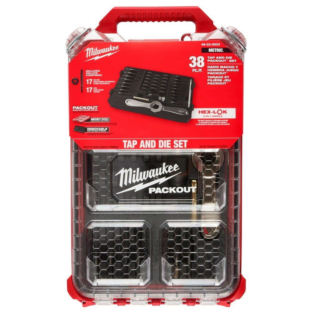 Milwaukee 49-22-5603 38PC Metric Tap & Die PACKOUT Set w/ Hex-LOK 2-in-1 Handle