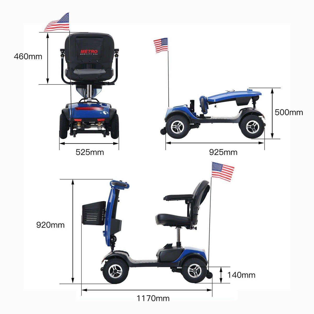Metro Mobility Patriot Series 4-Wheel Travel Mobility Scooter