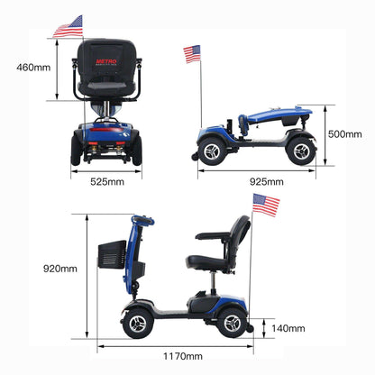Metro Mobility Patriot Series 4-Wheel Travel Mobility Scooter