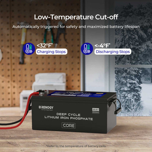Renogy Deep Cycle 24V 200Ah Core lithium battery with self-heating function