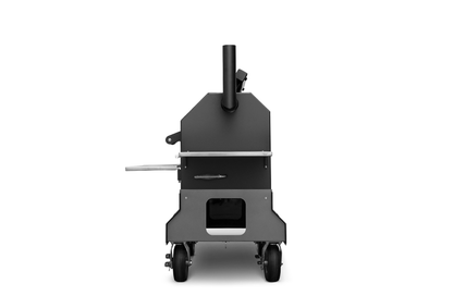 Yoder Smokers YS640s Pellet Grill on Competition Cart w/ Storage Drawer (Black) + T-Stat Door Kit & Stainless Side Shelves