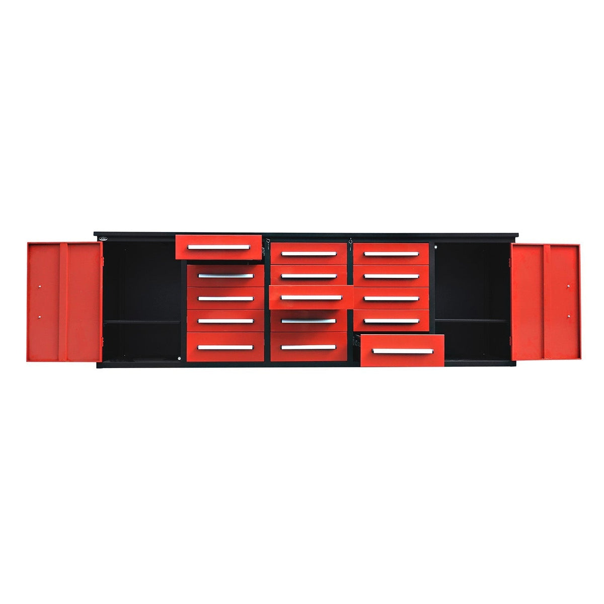 10ft Workbench Storage Cabinet with 15 Drawers & 2 Cabinets