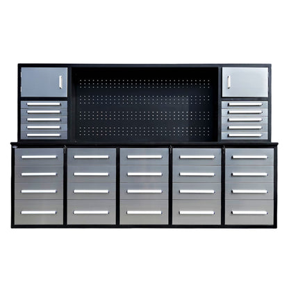 10ft Workbench Cabinet(30 Drawers, 2 Cabinets & 1 Pegboard)