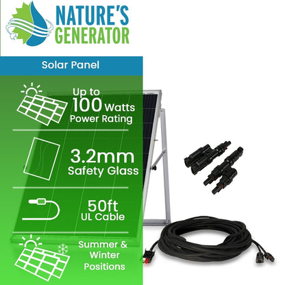 Nature's Generator Power Panel with 50 foot cable and MC4 Branch Connector