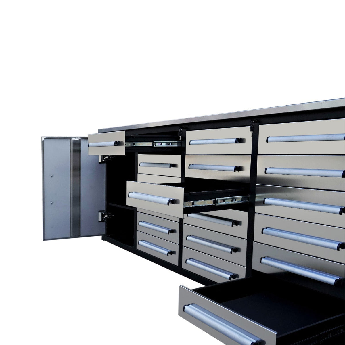 10ft Garage Storage Cabinet with 18 Drawers & 2 Cabinets