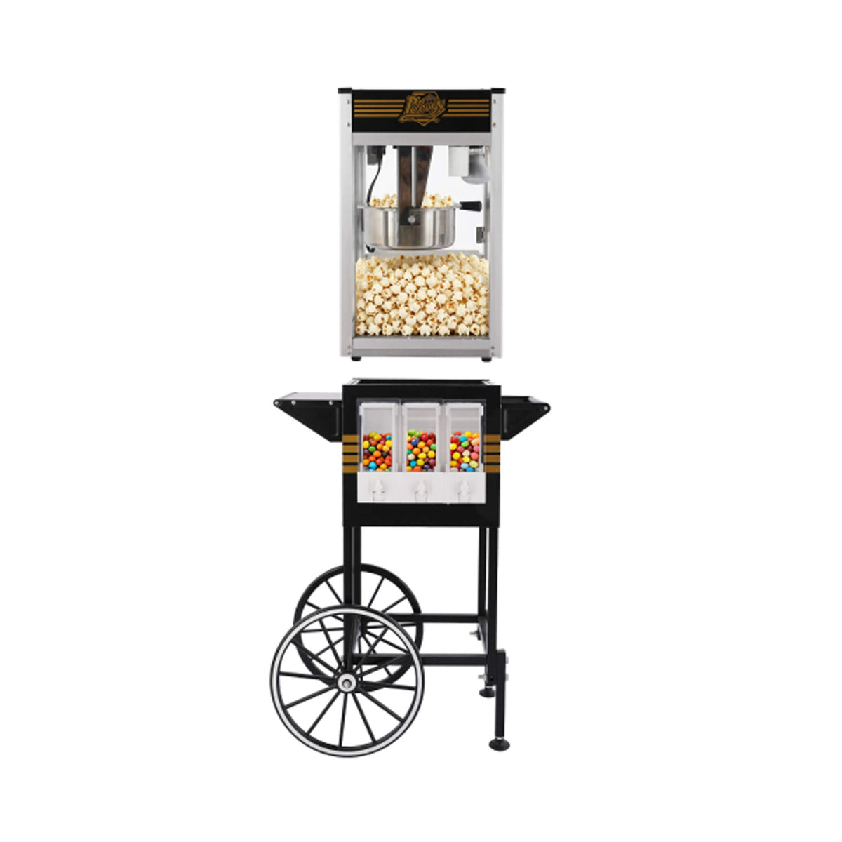 12-Ounce Commercial Retro Popcorn Machine Cart with Candy Boxes
