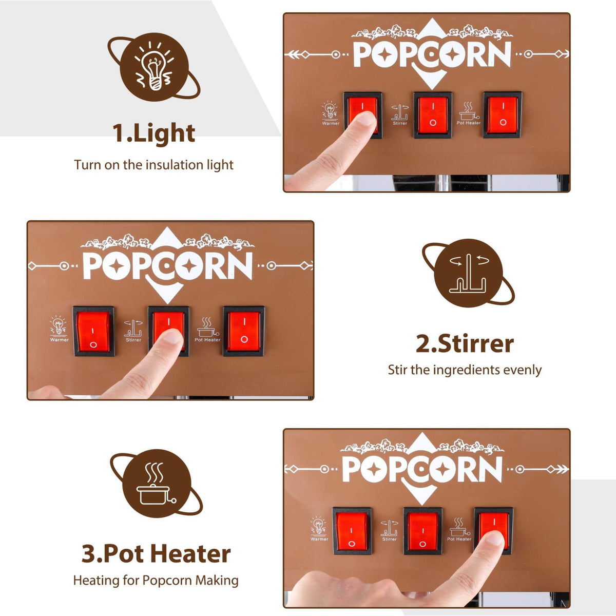 12-Ounce Commercial Retro Popcorn Machine Cart with Candy Boxes
