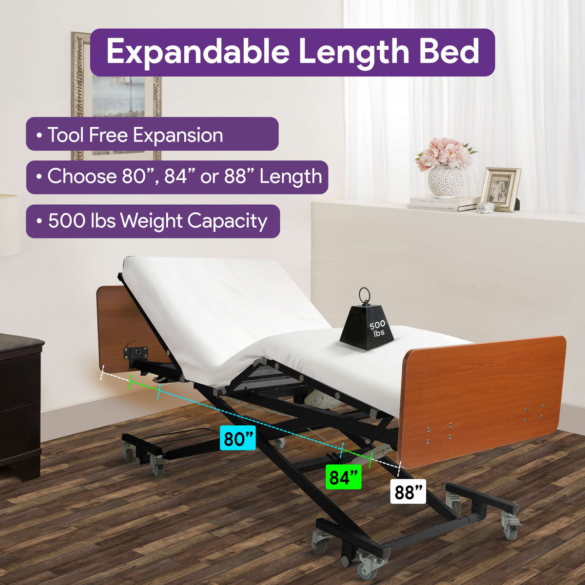Ultra Low Electric Hospital Bed with Qbar Rails