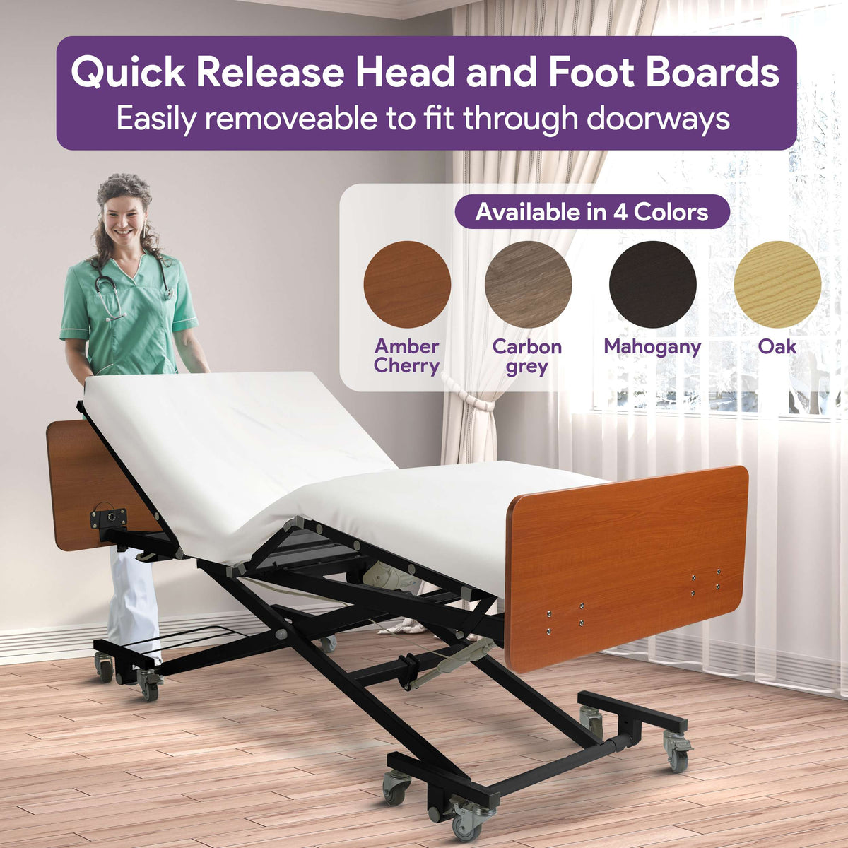 Ultra Low Electric Hospital Bed with Qbar Rails