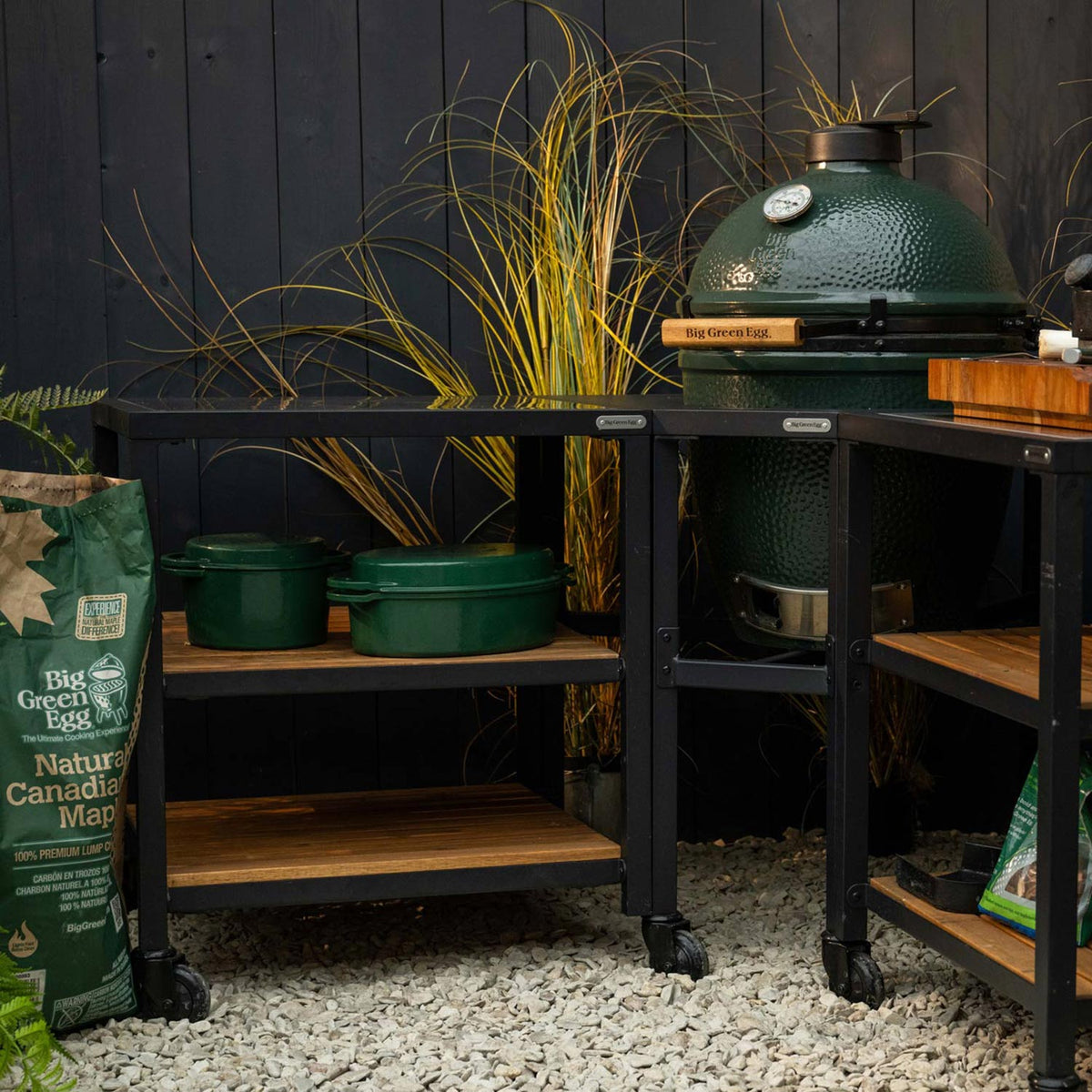 Large Big Green Egg + Corner Modular Nest Package