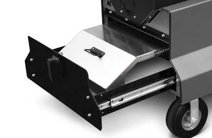 Yoder Smokers YS640s Pellet Grill on Competition Cart w/ Storage Drawer (Black) + T-Stat Door Kit & Stainless Side Shelves