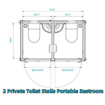 2 Private Toilet Stalls Portable Restroom