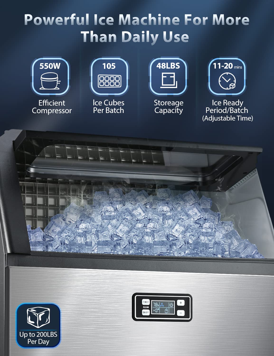 Commercial Ice Maker - Multiple Sizes 100LBS 200LBS 265LBS - Z5895