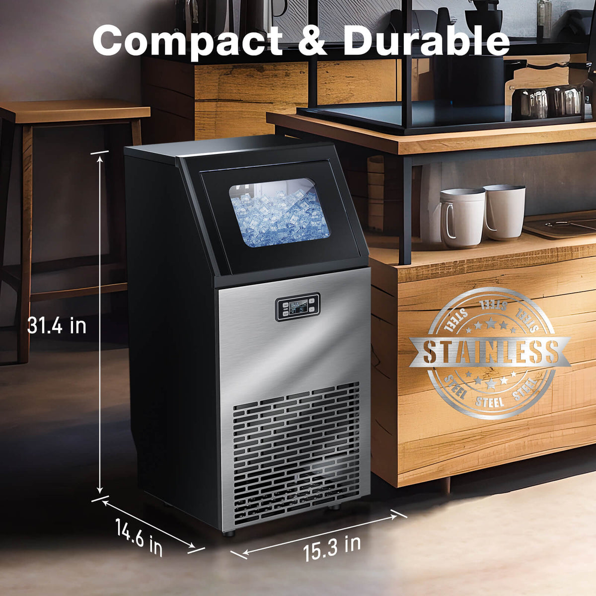 Freestanding Commercial Ice Maker - Multiple Sizes 100LBS 200LBS 265LBS