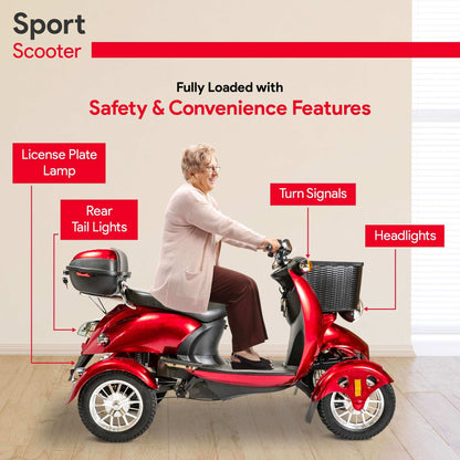 Heavy Duty Electric Mobility Scooter 4-Wheel Recreational