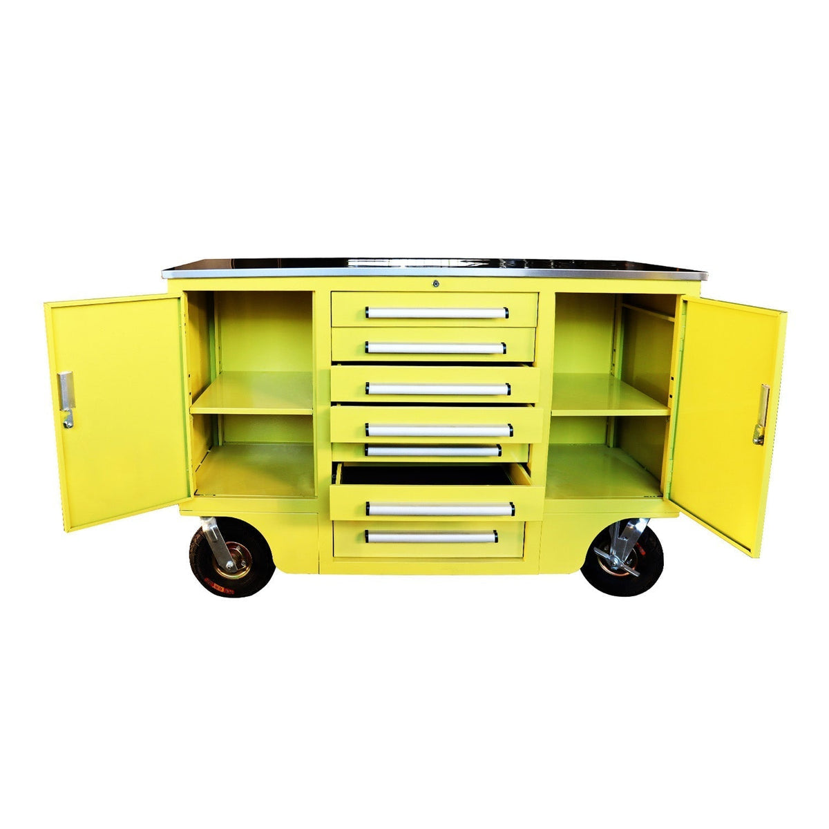 4.5ft Heavy Duty Mobile Workbench with 7 Drawers & 2 Cabinets