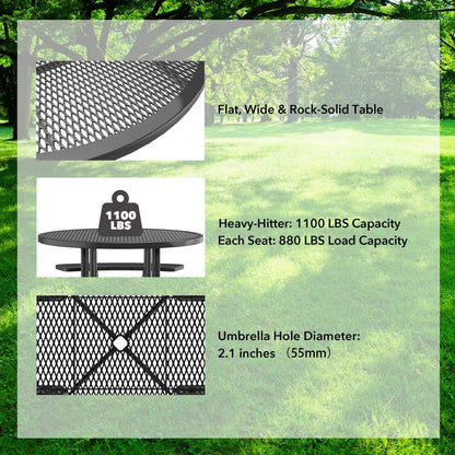 46" Round Picnic Table with Umbrella Hole