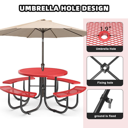 46" Round Picnic Table with Umbrella Hole