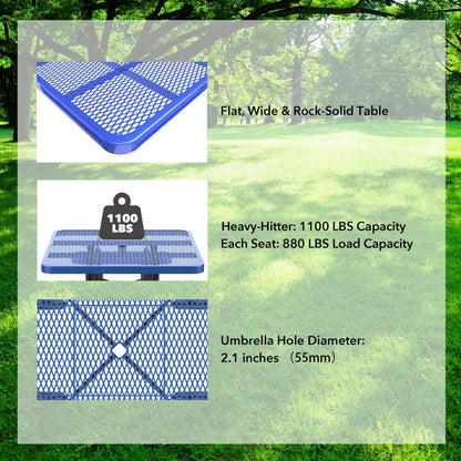 46" Square Picnic Table with Umbrella Hole