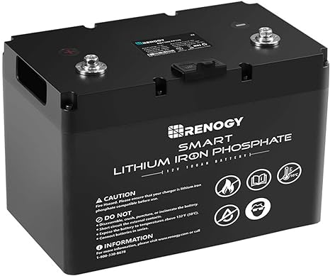 Pro - Renogy 12V 100Ah Smart Lithium Iron Phosphate Battery w/Bluetooth & Self-heating Function
