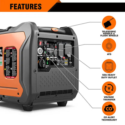 Genmax GM7250iEDC Portable Inverter Generator, 7250W Super Quiet Dual Fuel Portable Engine with Parallel Capability, EPA &CARB Compliant