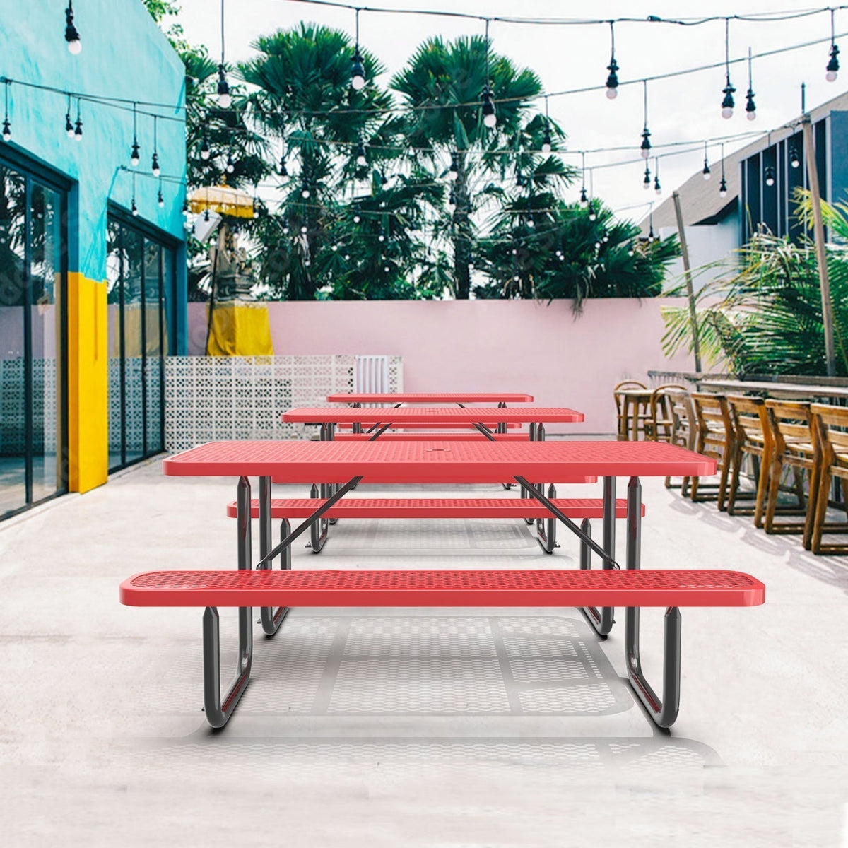 6ft Rectangle Picnic Table with Umbrella Hole
