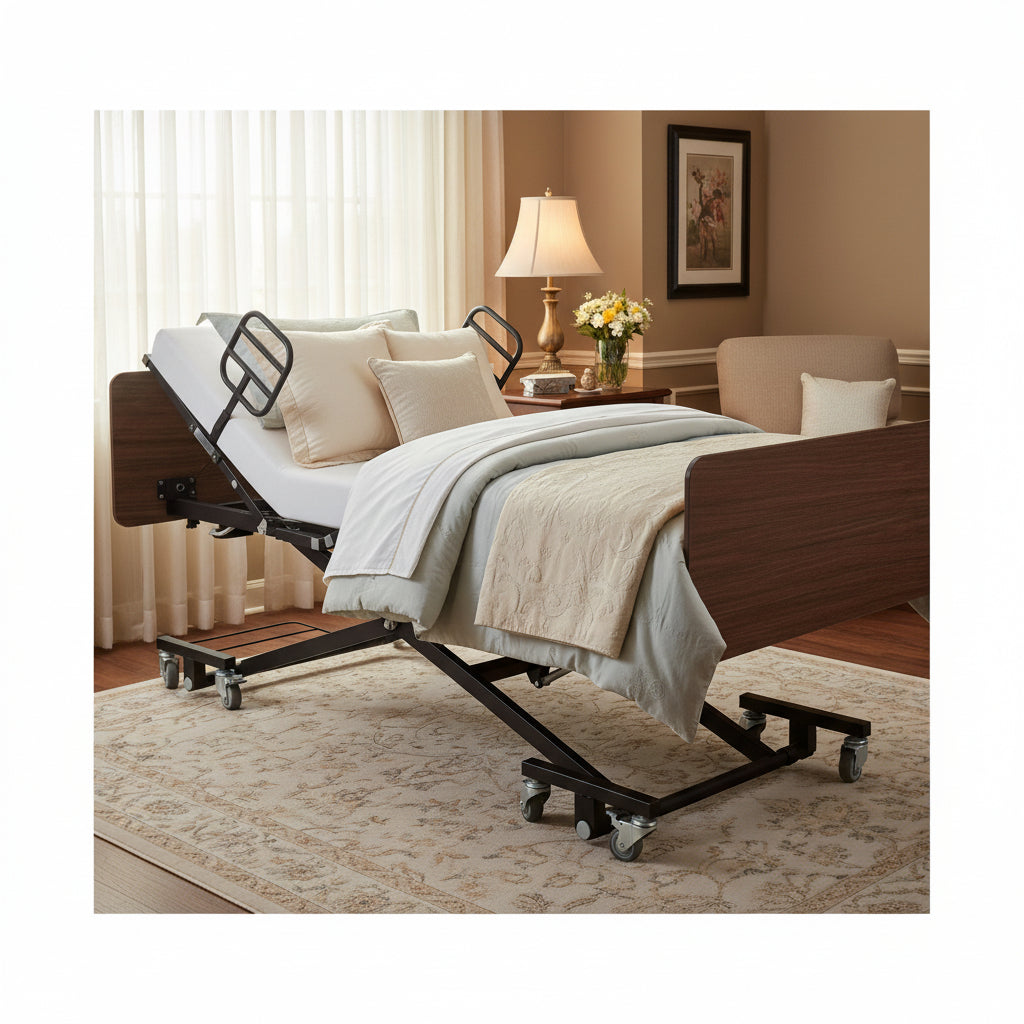 Ultra Low Expandable Width Electric Homecare Hospital Bed with Memory Foam Mattress