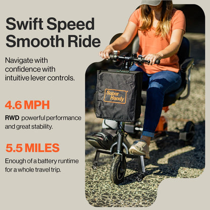 SuperHandy 3 Wheel Power Passport Plus Travel Mobility Scooter - 48V 2Ah Battery 330Lb Capacity