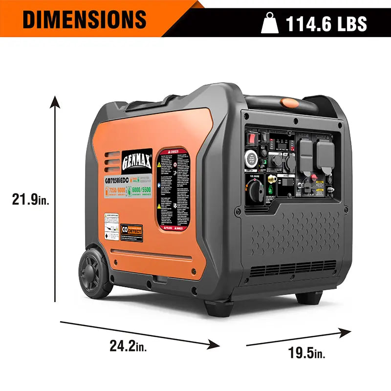 Genmax GM7250iEDC Portable Inverter Generator, 7250W Super Quiet Dual Fuel Portable Engine with Parallel Capability, EPA &CARB Compliant