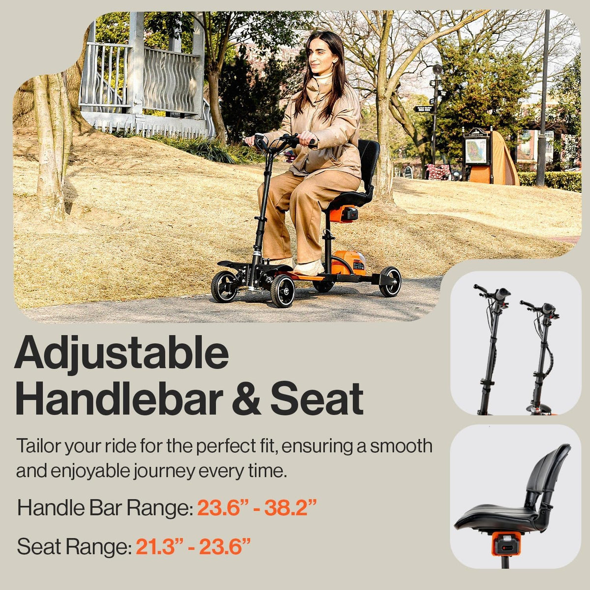 SuperHandy 4-Wheels Passport Pro Mobility Scooter Mobility Scooter - Foldable Travel Mobility Scooter 48V Li-Ion Battery 330lbs Load