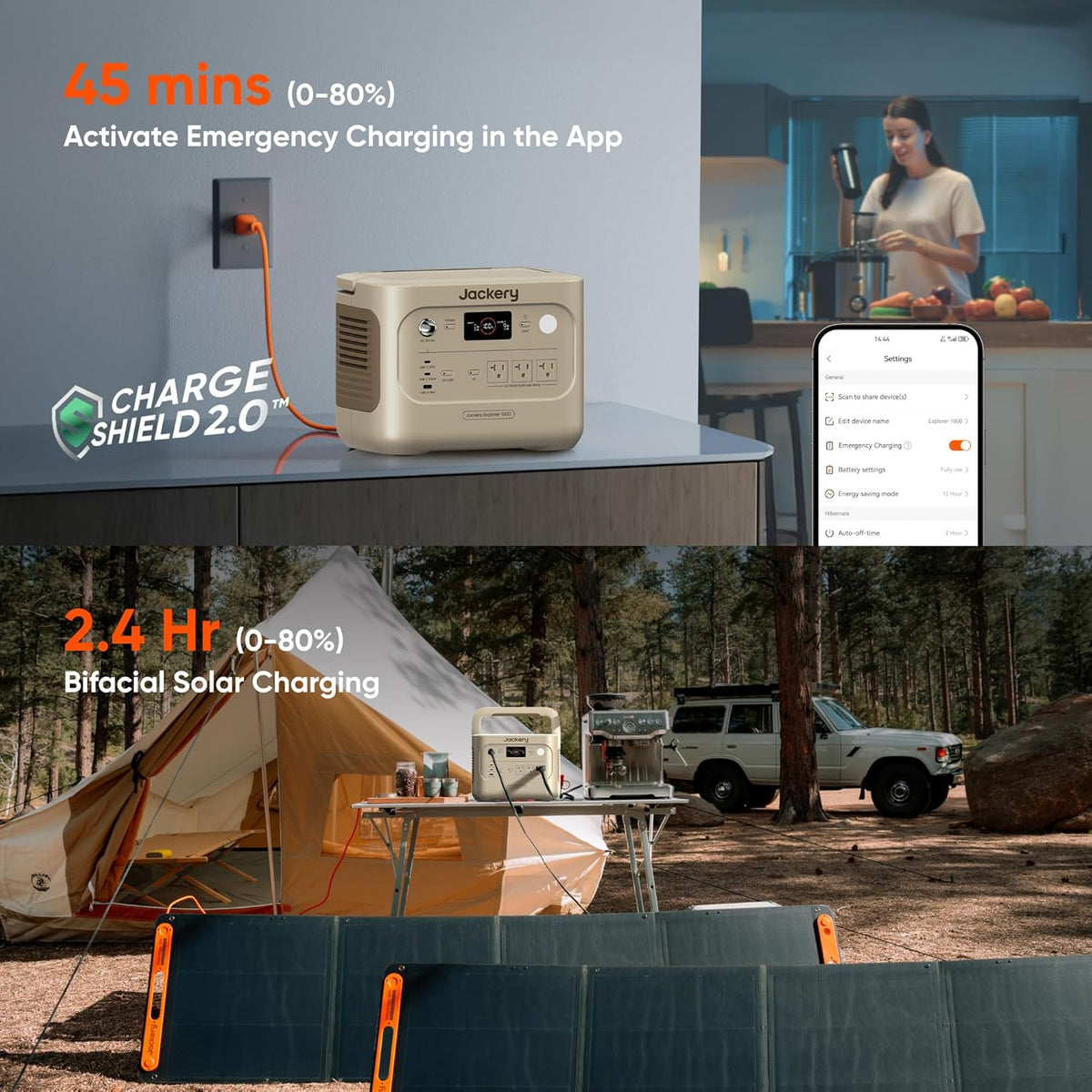 Jackery HomePower 1000 V2 (White) + 1 x Solar Saga 200W