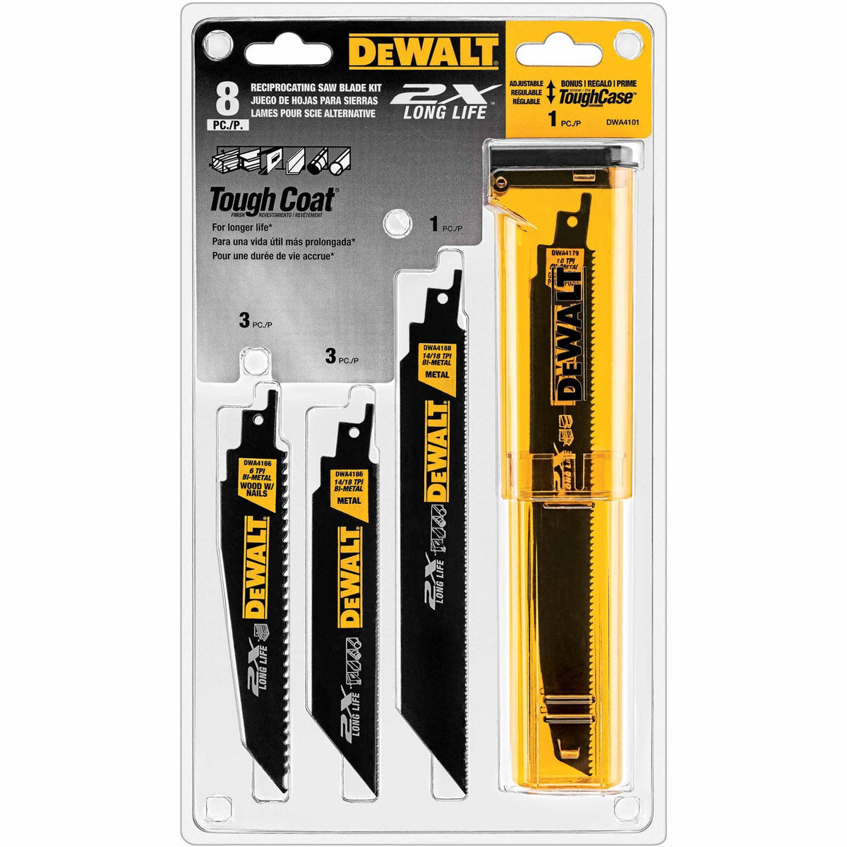 DeWalt DWA4101 2X Reciprocating Saw Blade Set with Tough Case (8 piece)