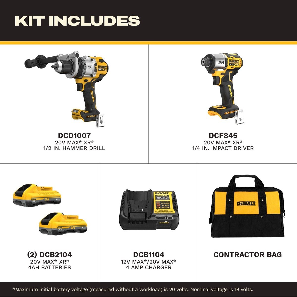 DeWalt DCK2101QQ2 20V MAX XR Hammer Drill and 3-Speed Impact Driver Combo Kit