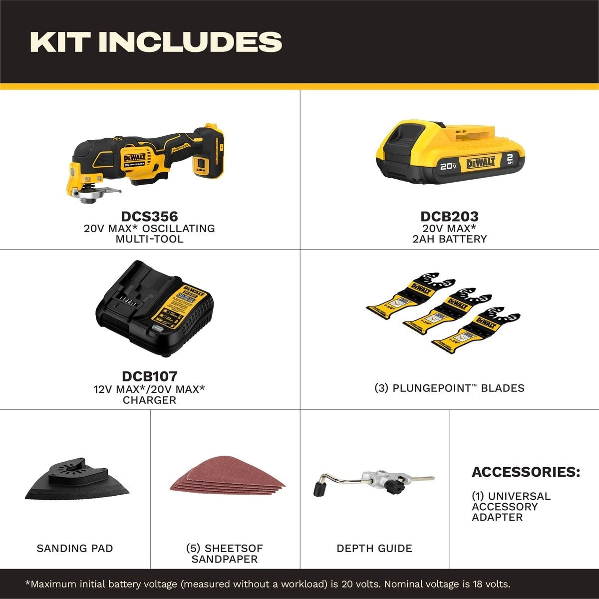 DeWalt DCS356D1 20V MAX XR Brushless Cordless Oscillating Multi-Tool Kit