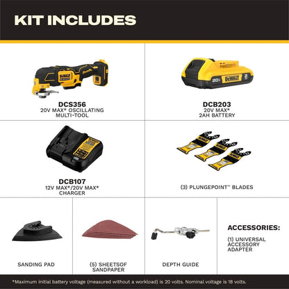 DeWalt DCS356D1 20V MAX XR Brushless Cordless Oscillating Multi-Tool Kit